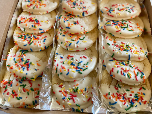 15 White Chocolate Dipped Sugar Cookies (Delivered Monday)